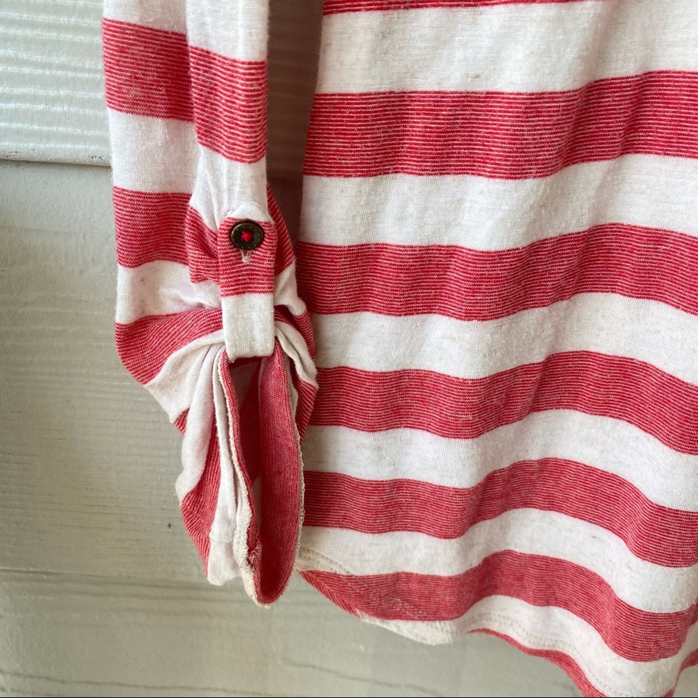 LUCKY BRAND Red & White Stripe Front Pocket Thermal Long Sleeve Top - Picture 4 of 14